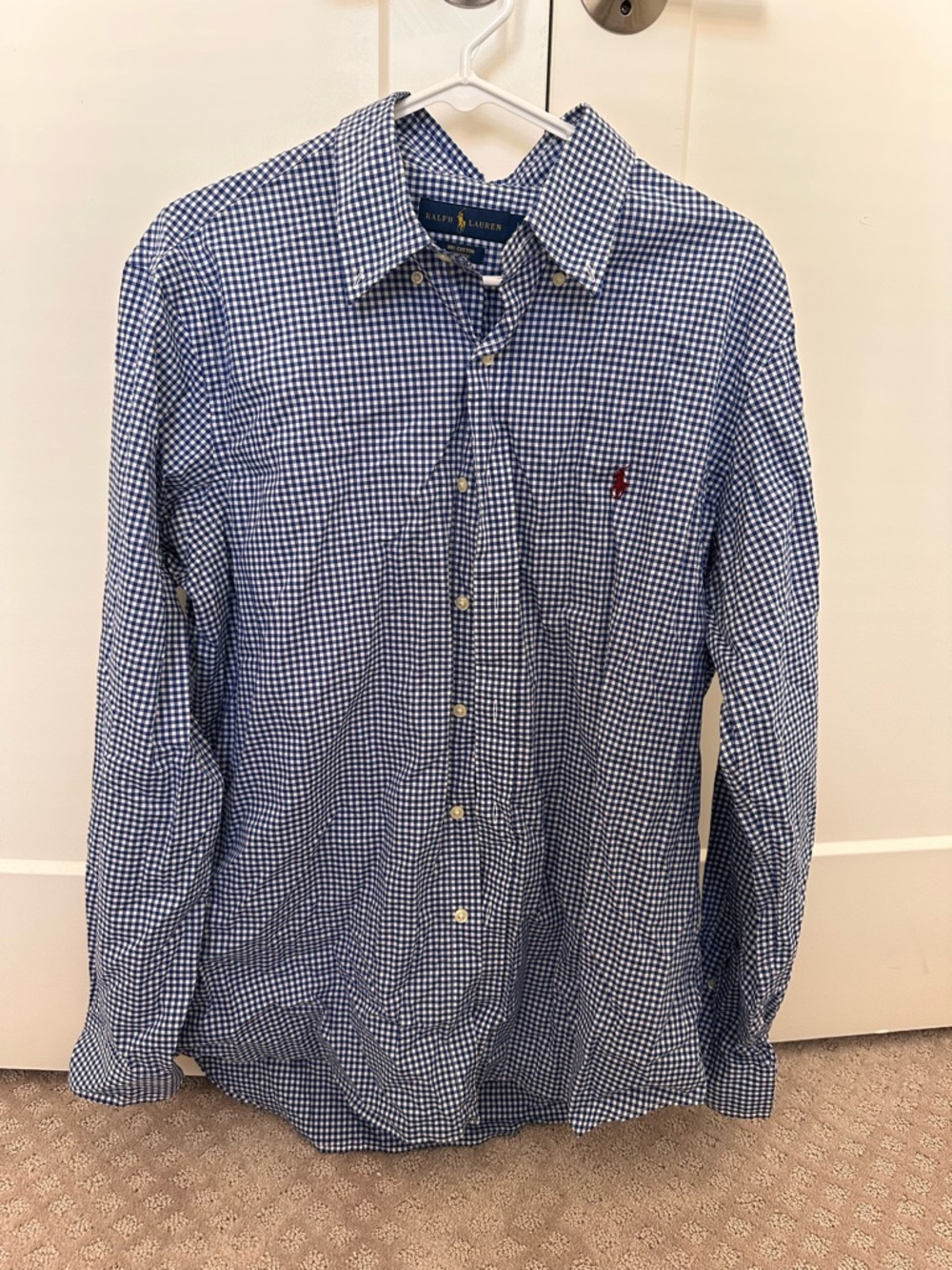 Ralph Lauren Navy and White Gingham Button-Down Shirt